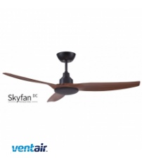 Ventair Skyfan DC Ceiling Fan 52" with Remote Control & No Light - Black & Teak
